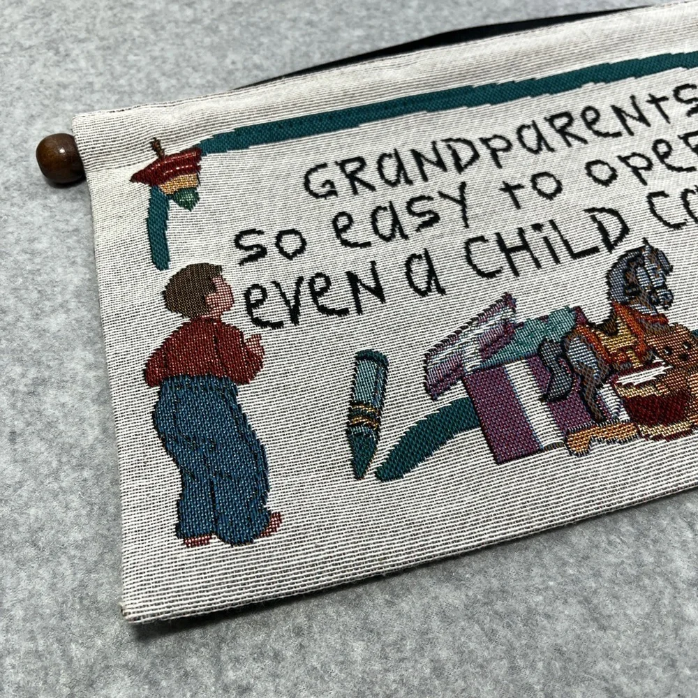 Grandparents Easy to Operate Tapestry Style Wall Hanging‎ Dowel Ribbon